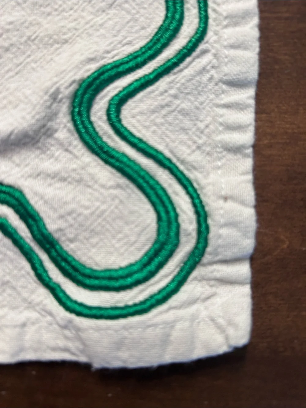 Anthropologie Madeline Embroidered Cloth Napkins Set Of 4 White Green 18”